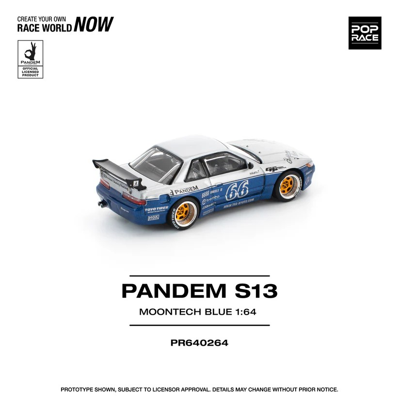 POPRACE 1/64 PANDEM SILVIA S13 MOONTECH BLUE PR640264