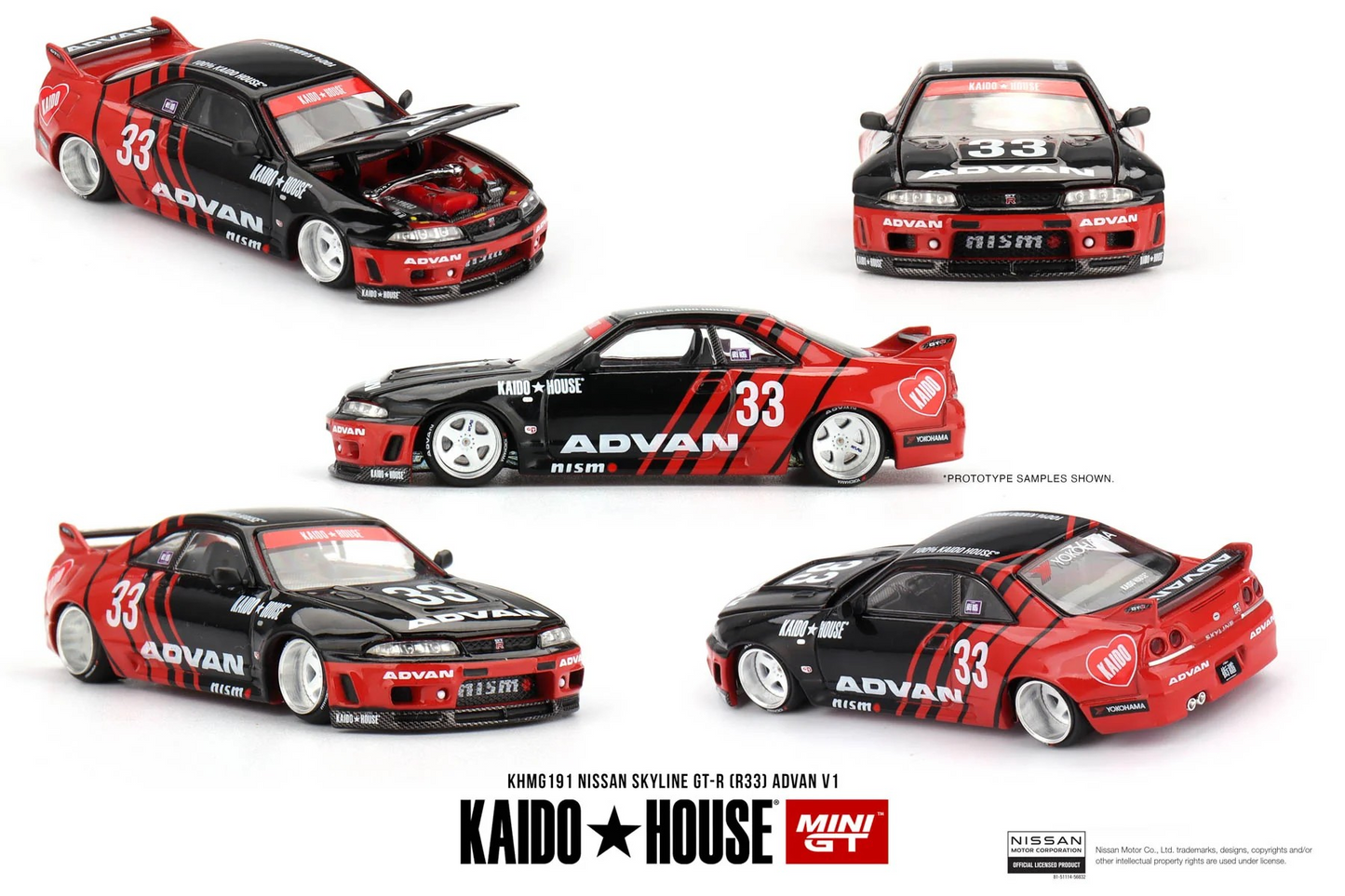 Kaido ★ House x Mini GT 1:64 Nissan Skyline GT-R (R33) Kaido Works ADVAN
