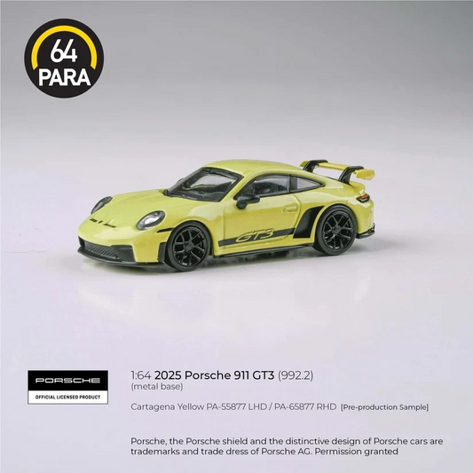 **Preorder** PARA64 1/64 2025 Porsche 911 GT3 (992.2) Cartagena Yellow LHD PA-55877