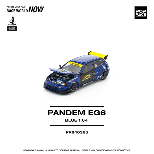 POPRACE 1:64 PANDEM HONDA CIVIC EG6 BLUE/BLACK PR640365
