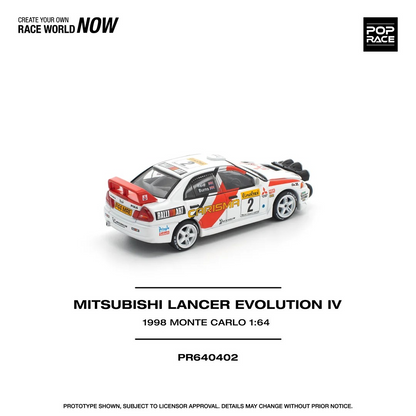 **Preorder** POPRACE 1:64 Mitsubishi Lancer Evolution IV - 1998 Monte Carlo Rally PR640402