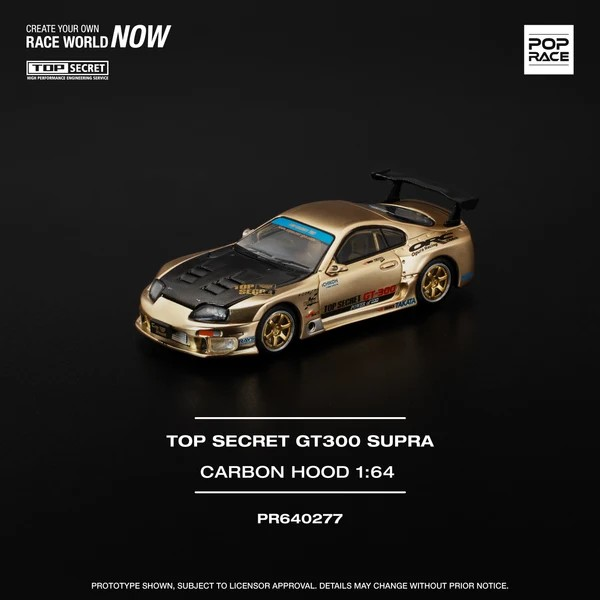 POPRACE 1:64 Top Secret Toyota GT300 Supra -Chrome Gold PR640277