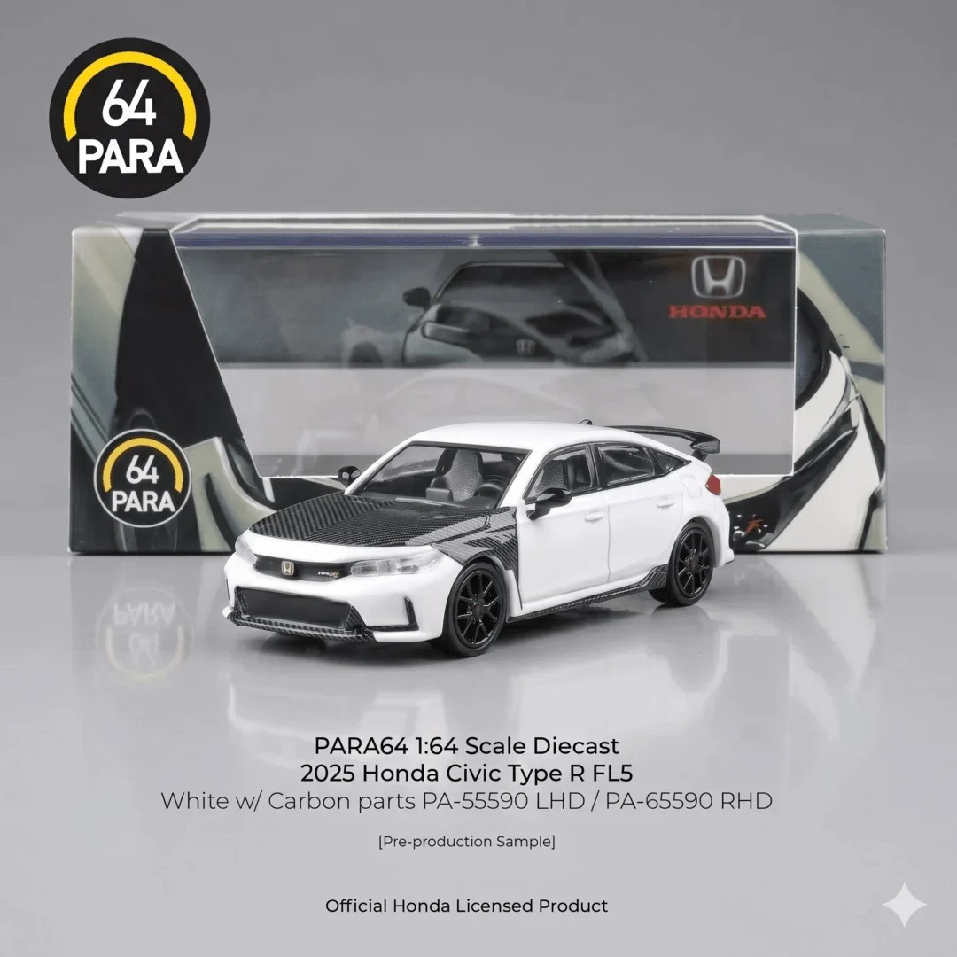 **Preorder** PARA64 1/64 R2023 Honda Civic Type R FL5 White w/ Carbon parts LHD PA-55590
