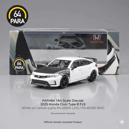 **Preorder** PARA64 1/64 R2023 Honda Civic Type R FL5 White w/ Carbon parts LHD PA-55590