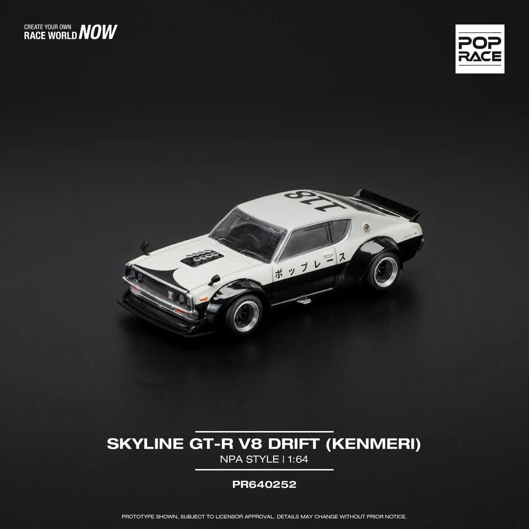 POPRACE 1:64 NISSAN SKYLINE GT-R V8 DRIFT (KENMERI) - NPA STYLE PR640252