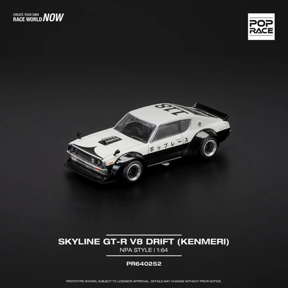 POPRACE 1:64 NISSAN SKYLINE GT-R V8 DRIFT (KENMERI) - NPA STYLE PR640252