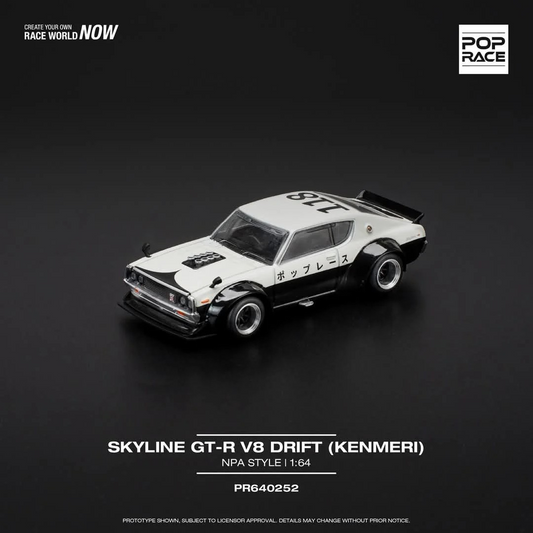 POPRACE 1:64 NISSAN SKYLINE GT-R V8 DRIFT (KENMERI) - NPA STYLE PR640252