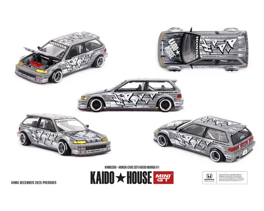 Kaido ★ House x Mini GT 1:64 Honda Civic (EF) Kaido Manga V1 – Silver (UNSEALED)