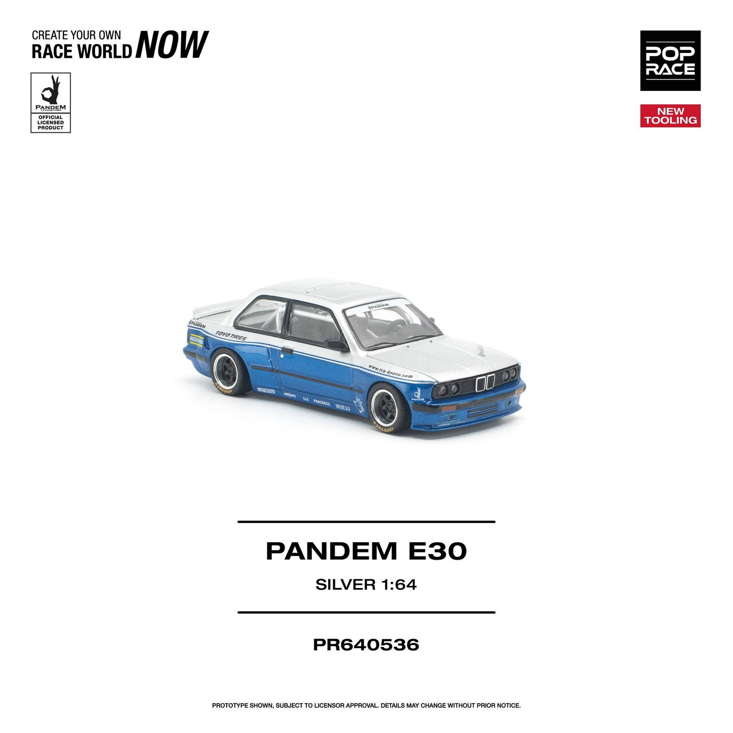 PRE-ORDER POPRACE 1:64 PANDEM E30 SILVER