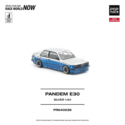 PRE-ORDER POPRACE 1:64 PANDEM E30 SILVER