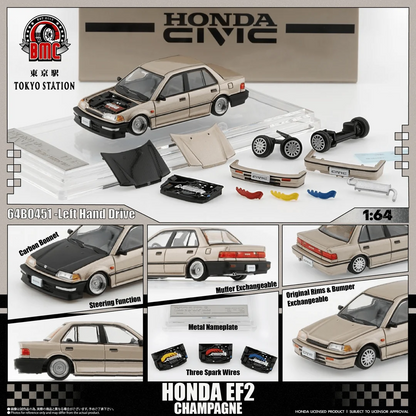 **Preorder** BM Creations - Honda Civic EF2 - Champagne LHD *Tokyo Station Exclusive Edition*