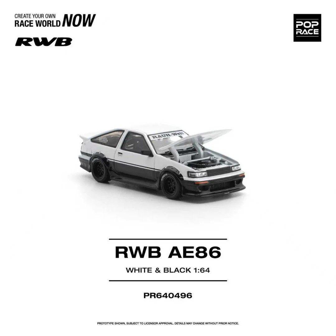 PRE-ORDER POPRACE 1:64 Toyota RWB AE86 WHITE BLACK PR640496
