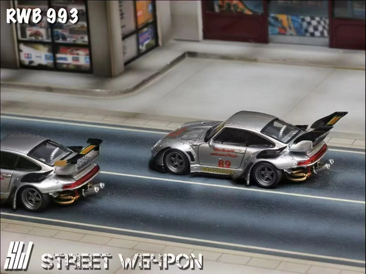 Street Weapon 1:64 Porsche RWB 993 Heavenly Double Exhaust Track Livery High Tail