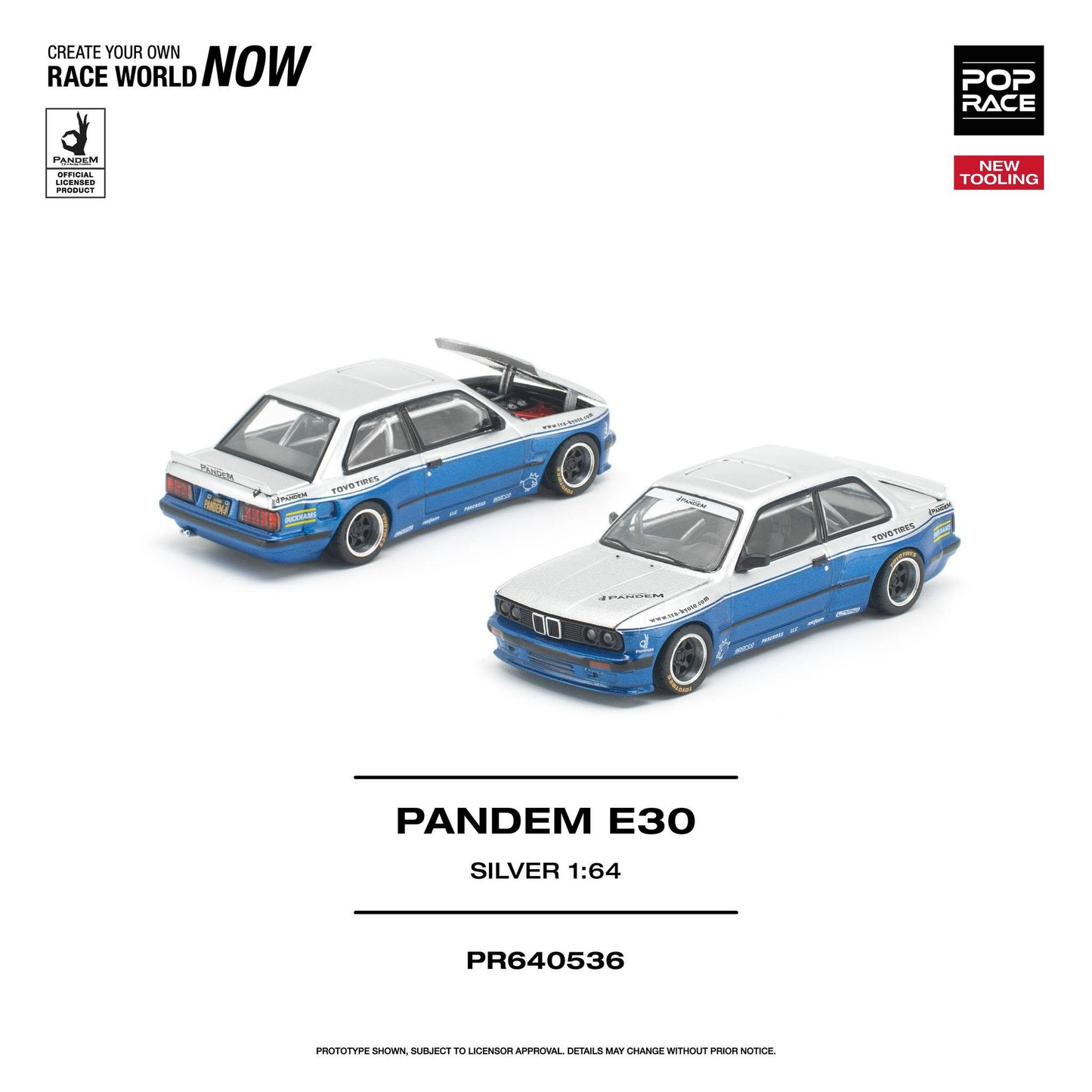PRE-ORDER POPRACE 1:64 PANDEM E30 SILVER