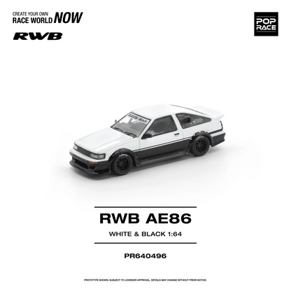 PRE-ORDER POPRACE 1:64 Toyota RWB AE86 WHITE BLACK PR640496