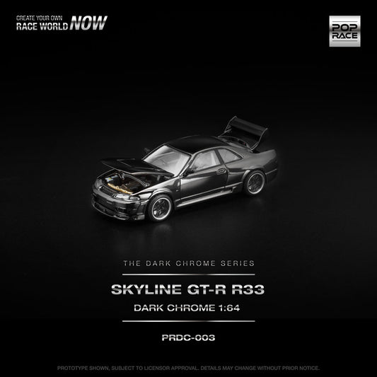 POPRACE 1:64 R33 GT-R Dark Chrome PRDC003