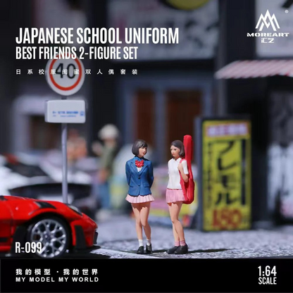 MoreArt 1:64 JAPANESE SCHOOL UNIFORMBEST FRIENDS 2-FIGURE SET MO223099